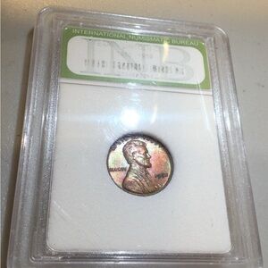 Rainbow Toned Multicolored INB Certified 1952 Wheat Penny- Beautiful Coin